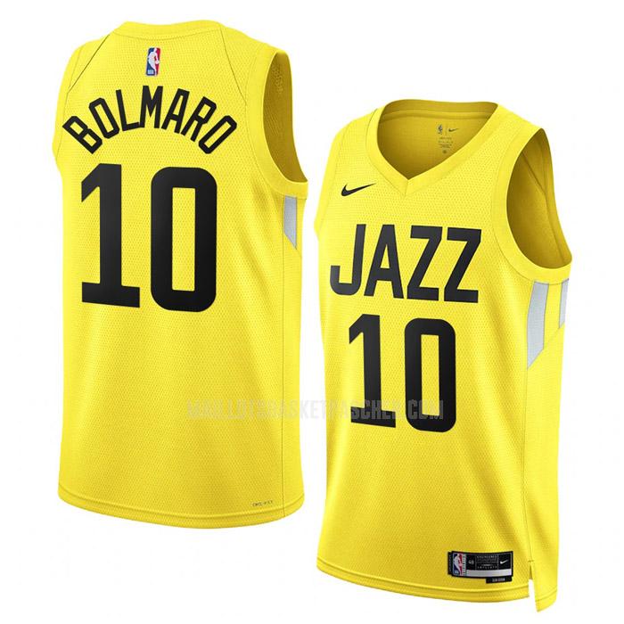 maillot basket homme de utah jazz leandro bolmaro 10 jaune icon edition 2022-23