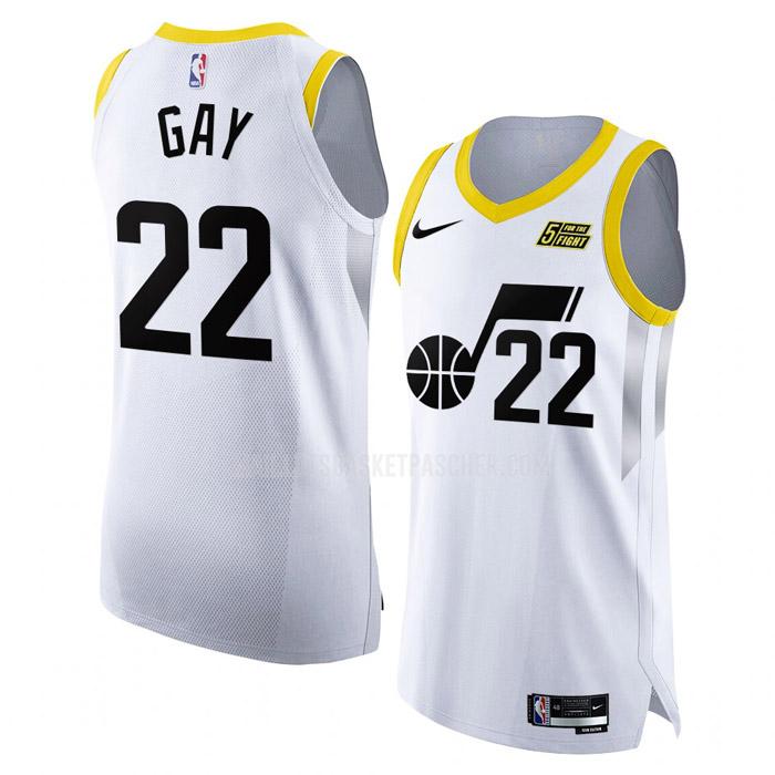 maillot basket homme de utah jazz rudy gay 22 blanc association edition 2022-23