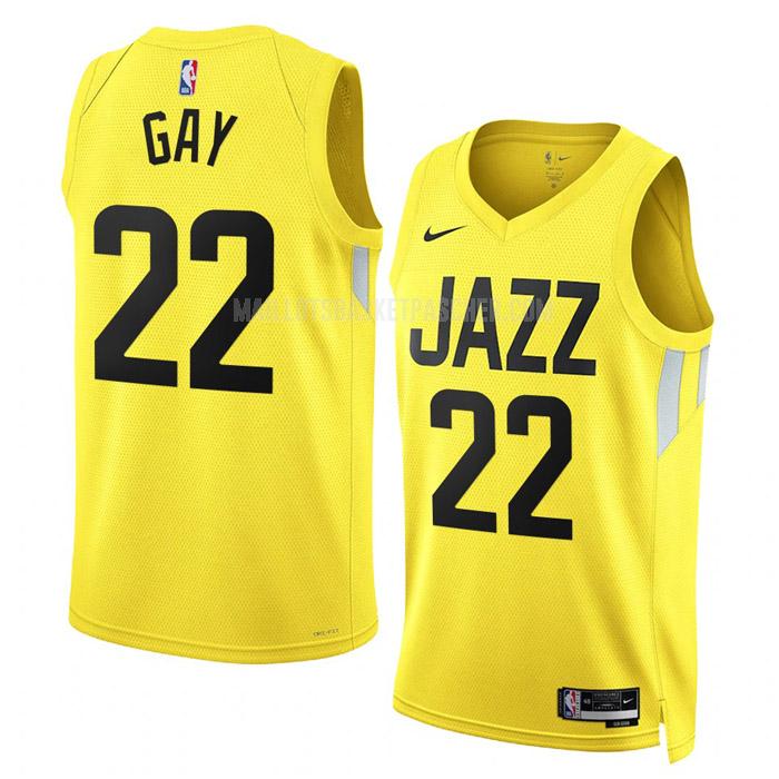 maillot basket homme de utah jazz rudy gay 22 jaune icon edition 2022-23