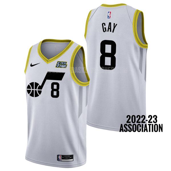 maillot basket homme de utah jazz rudy gay 8 blanc association edition 2022-23