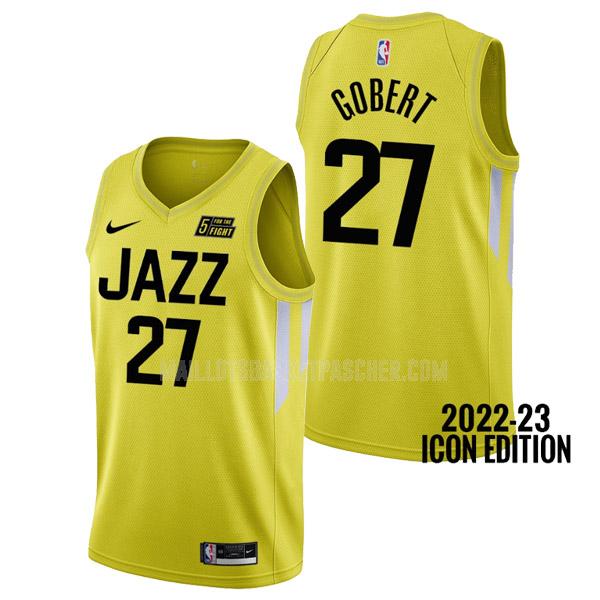 maillot basket homme de utah jazz rudy gobert 27 jaune icon edition 2022-23