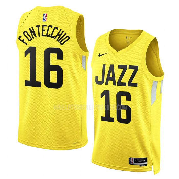 maillot basket homme de utah jazz simone fontecchio 16 jaune icon edition 2022-23