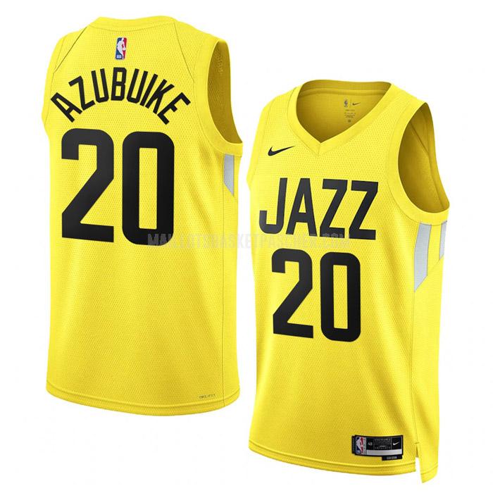 maillot basket homme de utah jazz udoka azubuike 20 jaune icon edition 2022-23