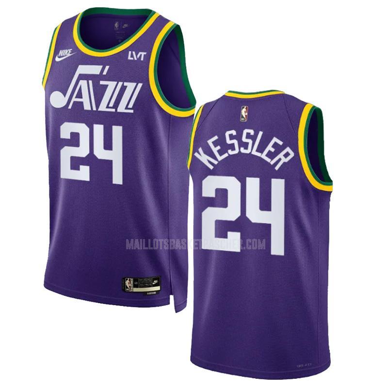maillot basket homme de utah jazz walker kessler 24 violet classic edition 2023-24