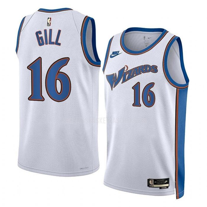 maillot basket homme de washington wizards anthony gill 16 blanc classic edition 2022-23