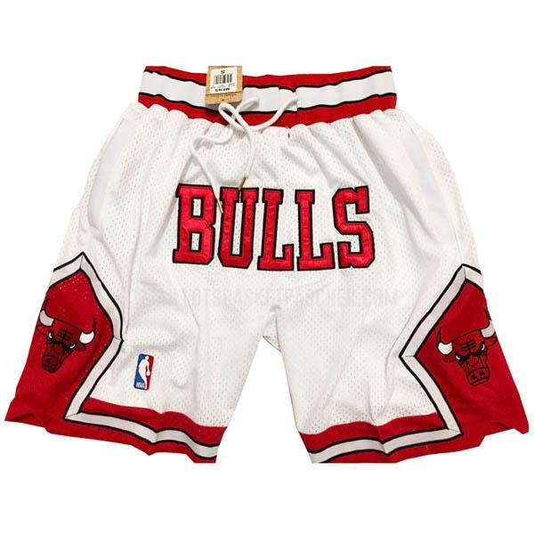 short basket de chicago bulls blanc just don poche-broderie
