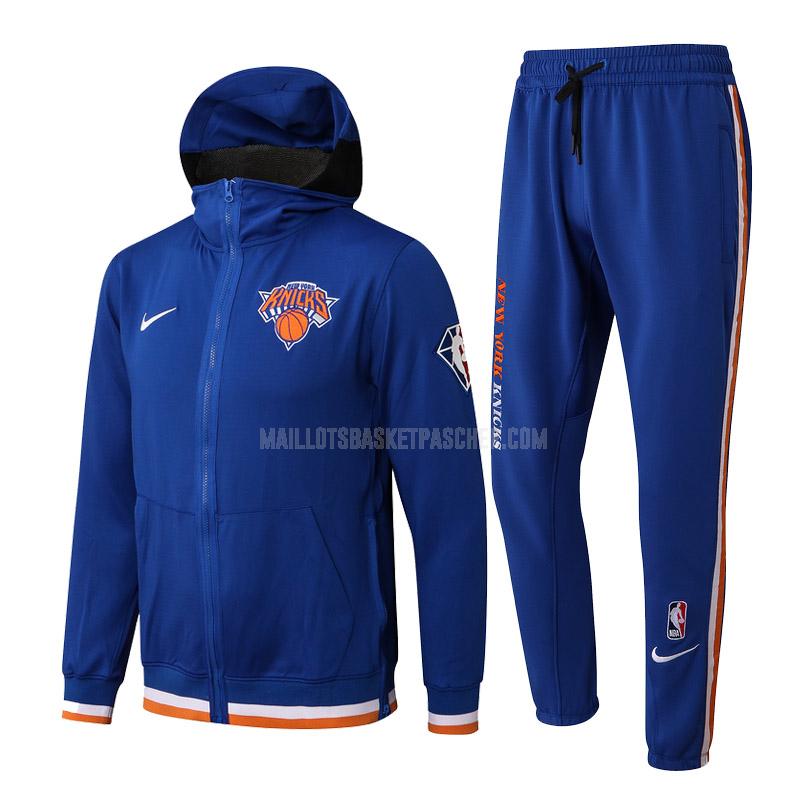 veste à capuche basket homme de new york knicks bleu cc019 2022